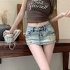 Женская ультракороткая джинсовая юбка с заниженной талией - сексуальная, эластичная, облегающая бедра летняя мини-юбка