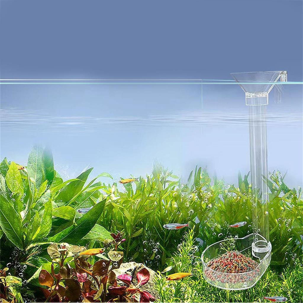 Feeding Food Tube for FishTank Feeding Tools with Dish Bowl Easy Clean Transparent Acrylic Crystal Shrimp Pot