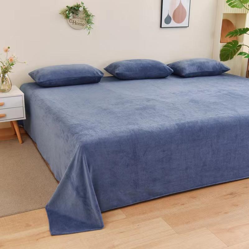 Зимняя теплая толстая плюшевая бархатная плоская простыня, сплошной цвет, большой размер, мягкая фланелевая простыня 350x245 см, не включая наволочку