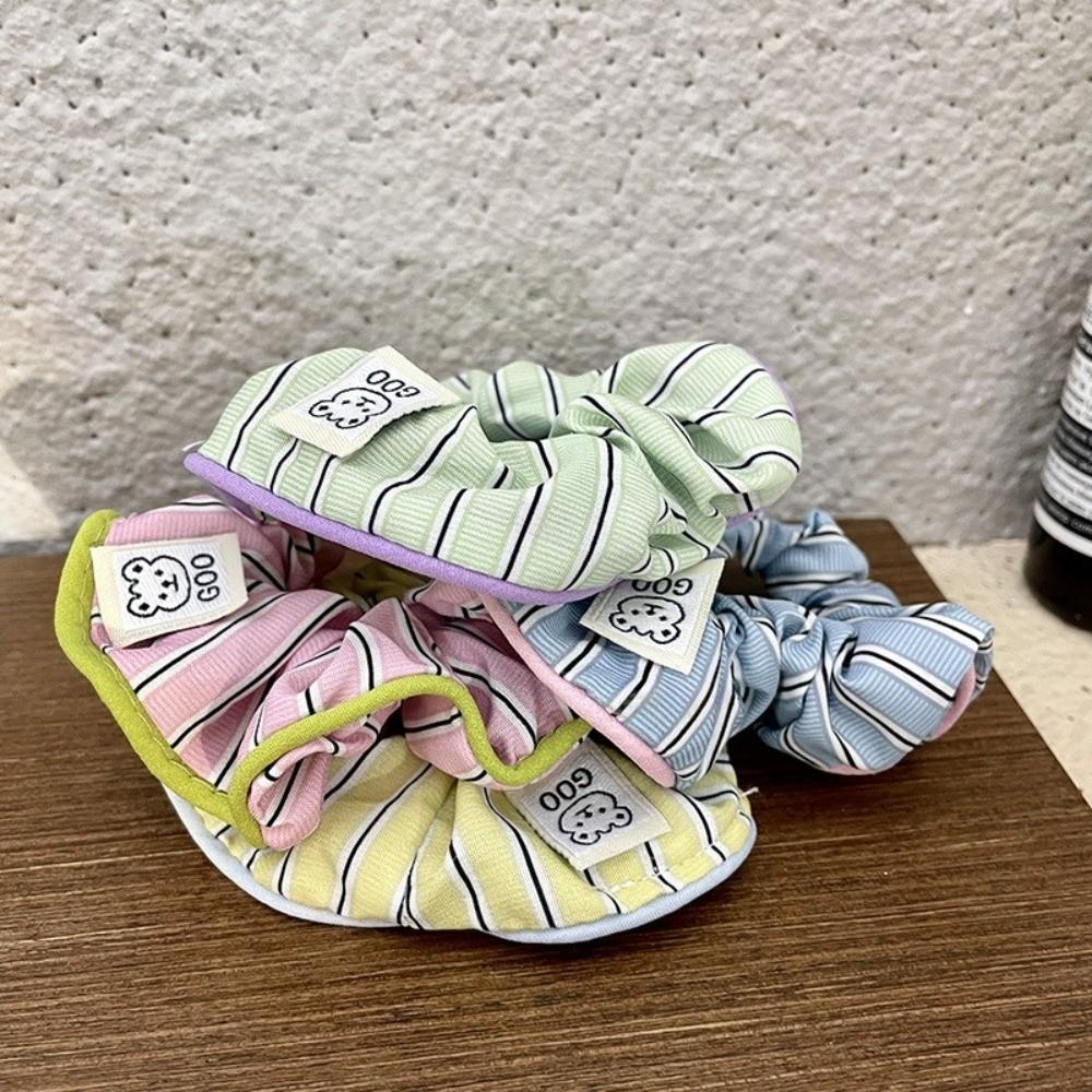 Candy Colors Stripe Hair Scrunchie Cream Striped Elastic Hair Bands  Hair Accessories