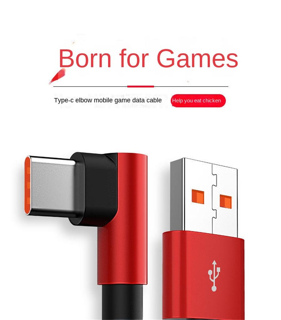 Кабель для быстрой зарядки 6A 66W Type C USB для Samsung Huawei Xiaomi OPPO VIVO POCO, угловой, 90 градусов, игровой зарядный кабель