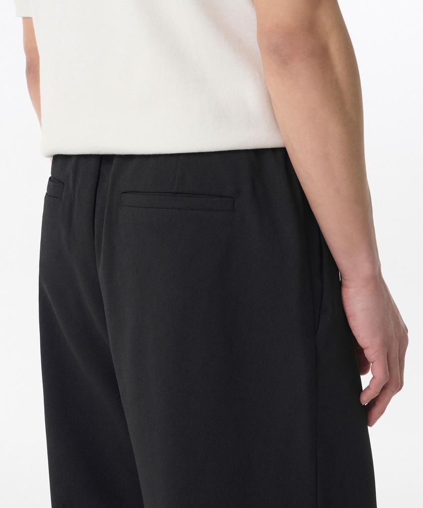 Musinsa Standard Crepe One-Pleat Wide Elastic Pants [Black]