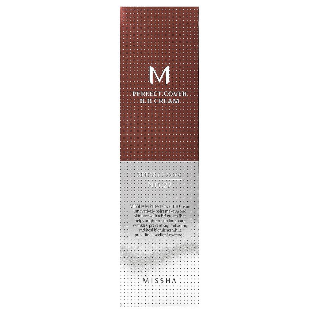 MISSHA M Perfect Cover BB Cream, SPF 42 PA++, нет. 27 Медово-бежевый, 50 мл (1,7 жидких унций)
