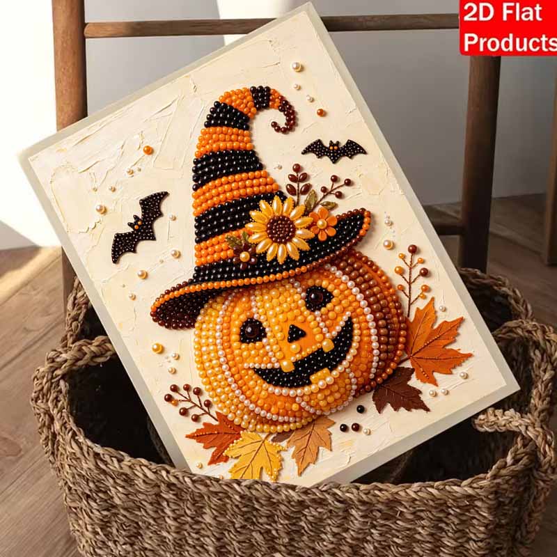 Halloween Pearl Painting Kit Pumpkin Hat Sunflower Maple Leaf Handmade DIY Home Decoration Painting