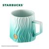 Starbucks Green Stripe Embossed Badge Mug