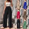 Spring and Summer Women High Elastic Waist Wide Leg Pants Casual Female Sand Beachwear Full Loose Trousers