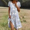 Short Sleeve Boho Dress For Women Casual Loose Fit Summer Sundress Floral Print Dress With Pockets