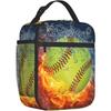 Софтбол Огонь и Лед Унисекс Термосумка-тоут для ланча Сумка для еды Многоразовая Изолированная Портативная Ланч-бокс Сумки для взрослых Детей