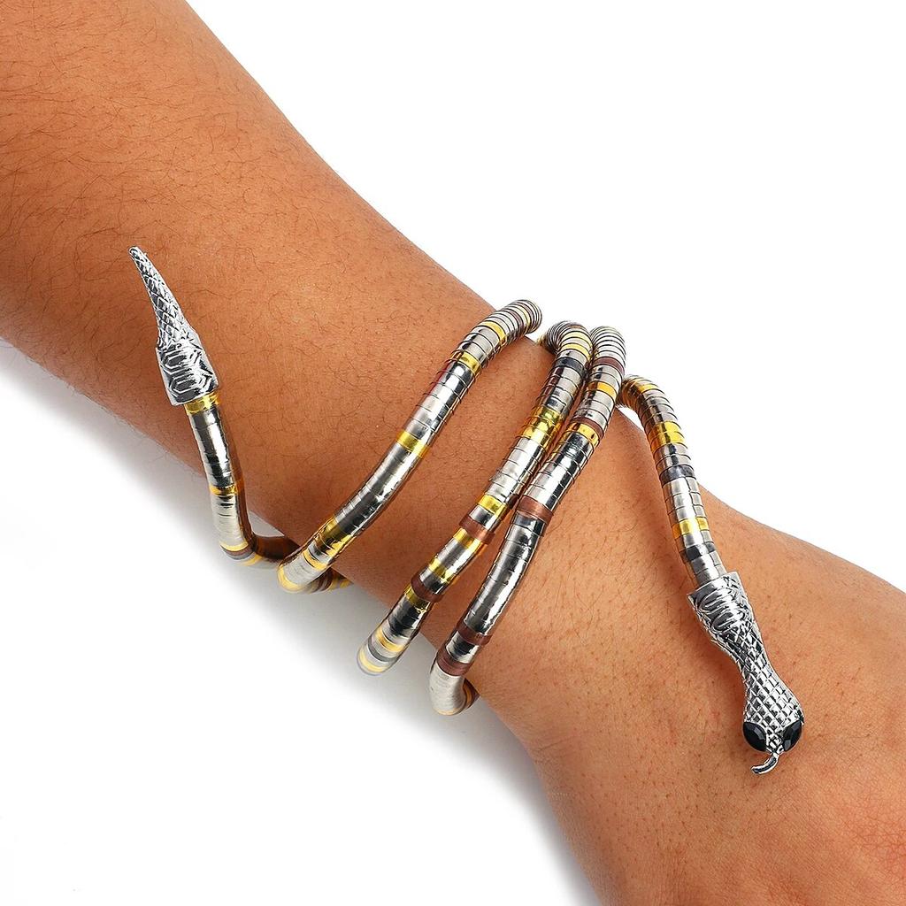 Панк-бенди, ожерелье со змеей, складной браслет для женщин и мужчин, массивные ювелирные изделия