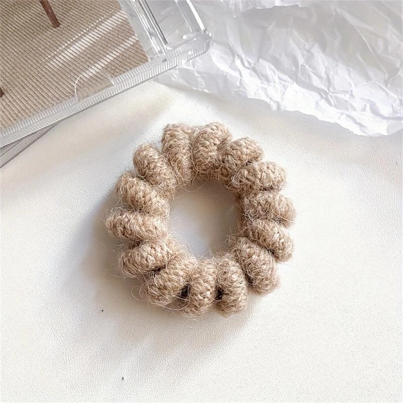 Резинки-скранчи для волос из новой шерсти, телефонный шнур, спиралевидные, однотонные, резинки, эластичная повязка для волос, женские аксессуары для волос