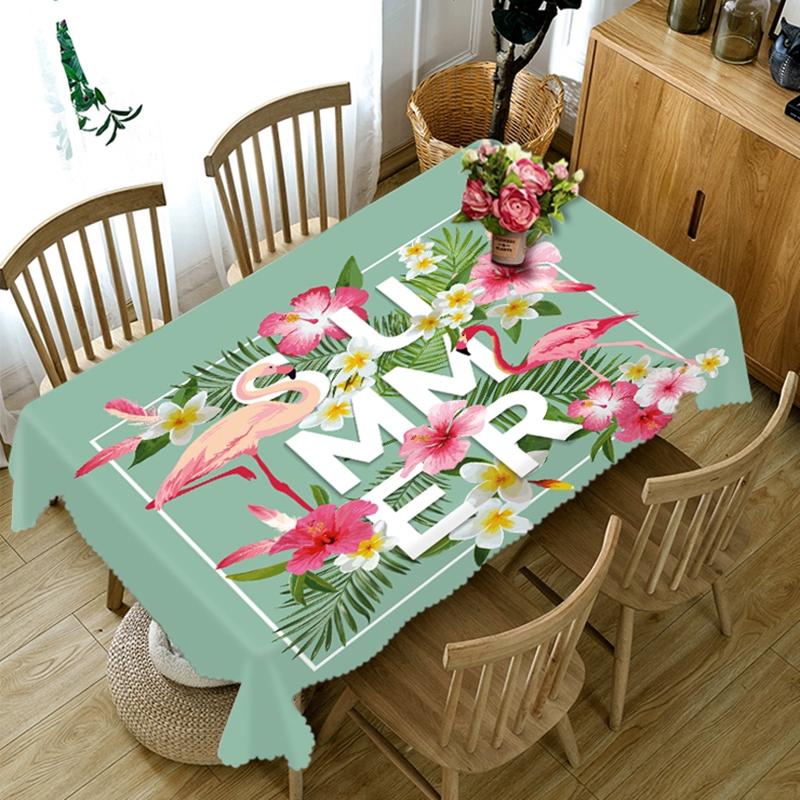 Скатерть с изображением тропического фламинго, пылезащитная, утолщенная, хлопковая, прямоугольная, круглая, для свадьбы, пикника, вечеринки