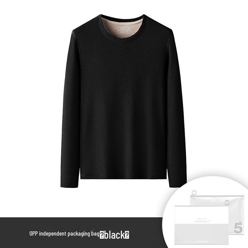 Мужская терморубашка из шелка и шерсти с полувысоким воротником и флисовой подкладкой