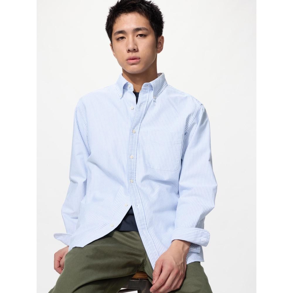 Uniqlo Японская рубашка Оксфорд в полоску