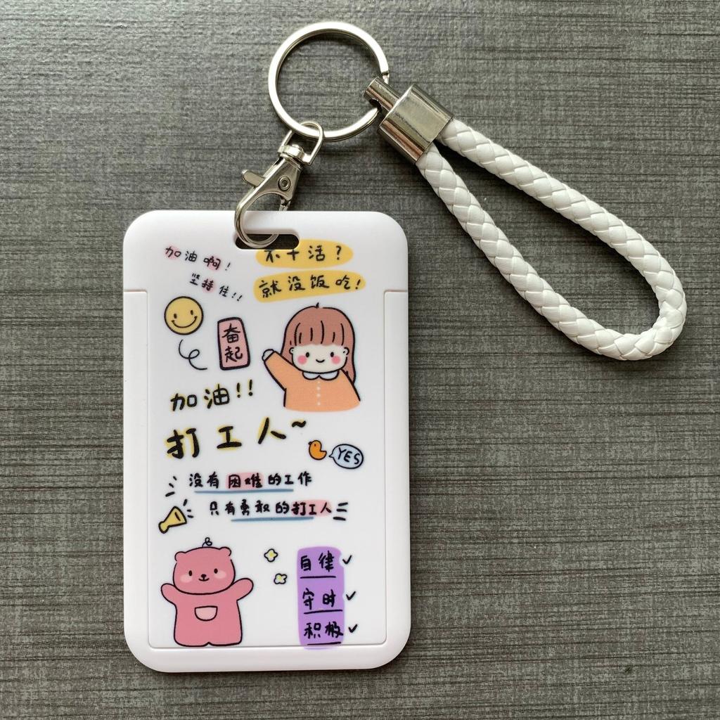 Чехол с мультяшным принтом, идентификационная бирка, чехол для рабочей карты с эластичным ремешком на запястье, держатель для бейджа, чехол для деловой карты доступа