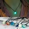 Luminous Stone Pendant Pendant Leather Rope Pendant Hollow Glass Ball Pendant