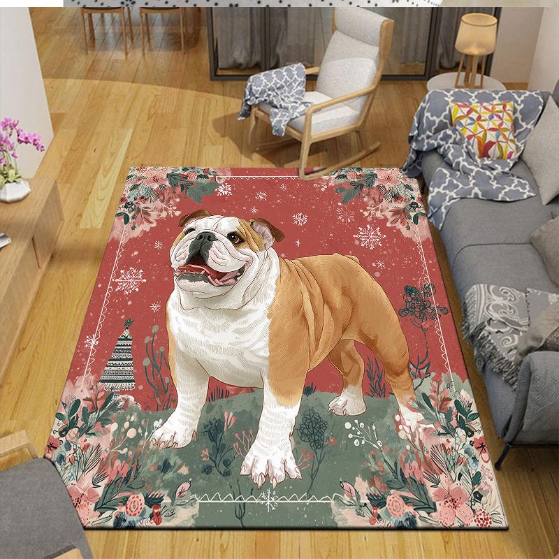 Christmas dog Home Sofa Decoration for Living Room & Bedroom, Non‑Slip Play Flannel Floor Mat for Game Room