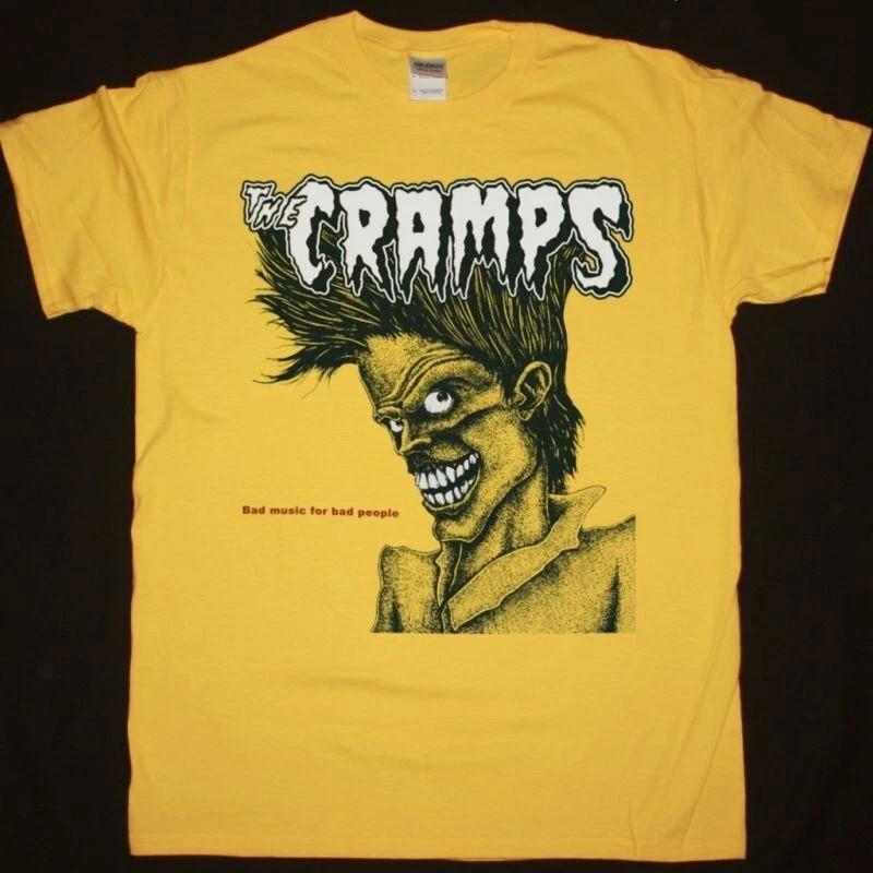 THE CRAMPS ПЛОХАЯ МУЗЫКА ДЛЯ ПЛОХИХ ЛЮДЕЙ Хлопок Желтый Полный Размер Футболка Унисекс Футболка