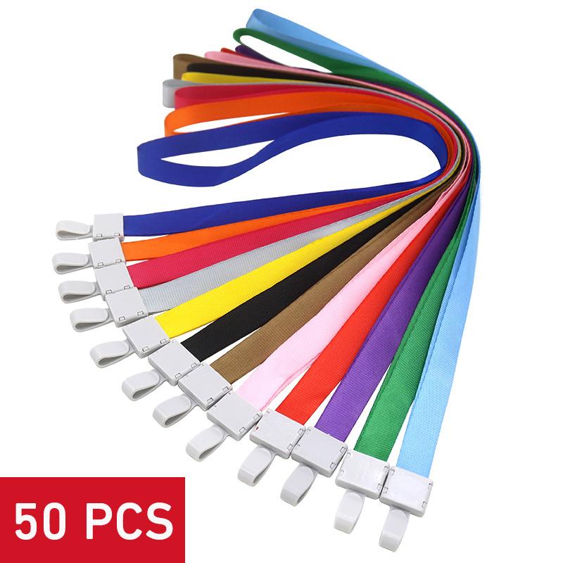 50pcs ID Card Holder Lanyard Badge Holder Name Identification Sleeve Dual Clear Business Exhibit Office school strap Neck Hang