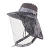 Outdoor Hat with Removable Mosquito Mesh Shawl Design Wide Brim UV Protection Climbing Hat Waterproof Fabric Foldable Hat