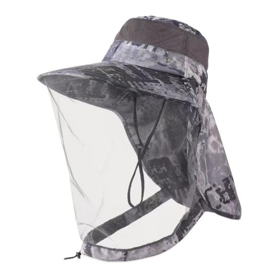Outdoor Hat with Removable Mosquito Mesh Shawl Design Wide Brim UV Protection Climbing Hat Waterproof Fabric Foldable Hat