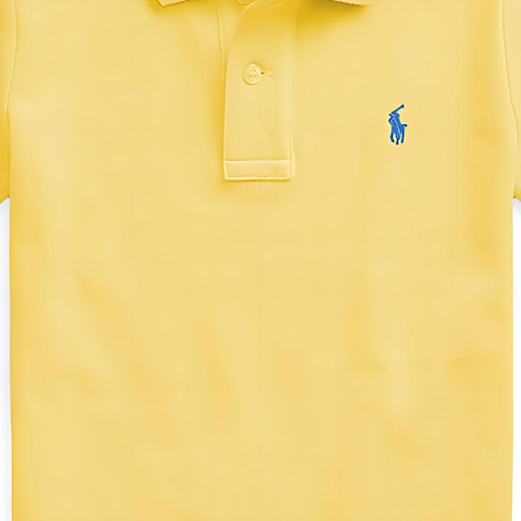 Футболка Polo Ralph Lauren, однотонная, с вышитым логотипом и пуговицами, повседневная, с коротким рукавом, поло для детей, желтая 323703632-167