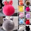 Pompon Fluffy Women Rabbit Ear Fur Ball Key Chain Rings Bag Keychain