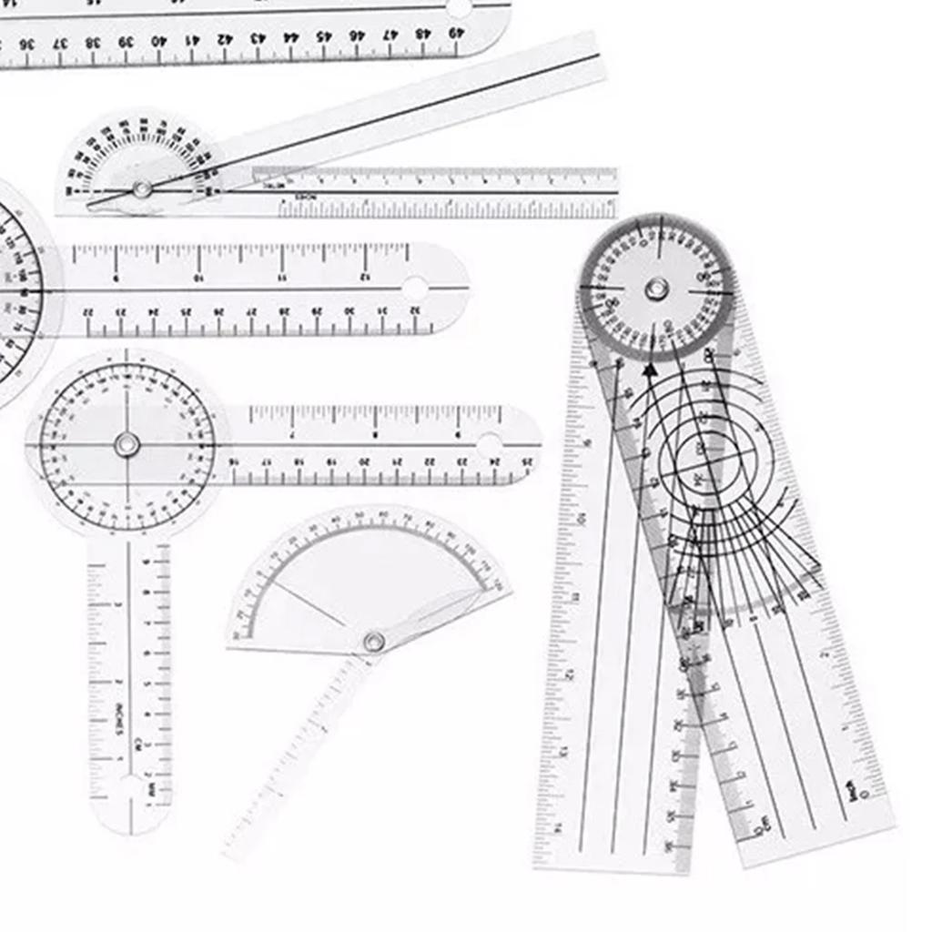 Набор медицинских гониометров 6 шт. ПВХ Прозрачная шкала Устойчивая к износу угловая линейка для ортопедии