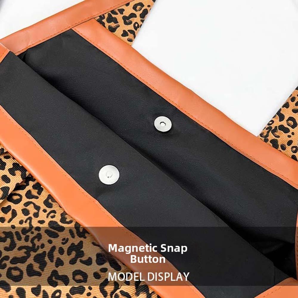 Retro Leopard Print Tote Bag Lightweight Large Capacity Woven Triangle Underarm Bag Contrast Color Polyester