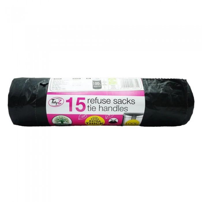 Tidyz 100L Tie Bin Bags (Pack of 15)