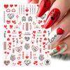 2Pcs Nail Art Sticker Non-Fading Easy Paste Self-Adhesive Non-falling DIY Valentines Day Red Heart Pattern Manicure Decal Nail Salon Supply