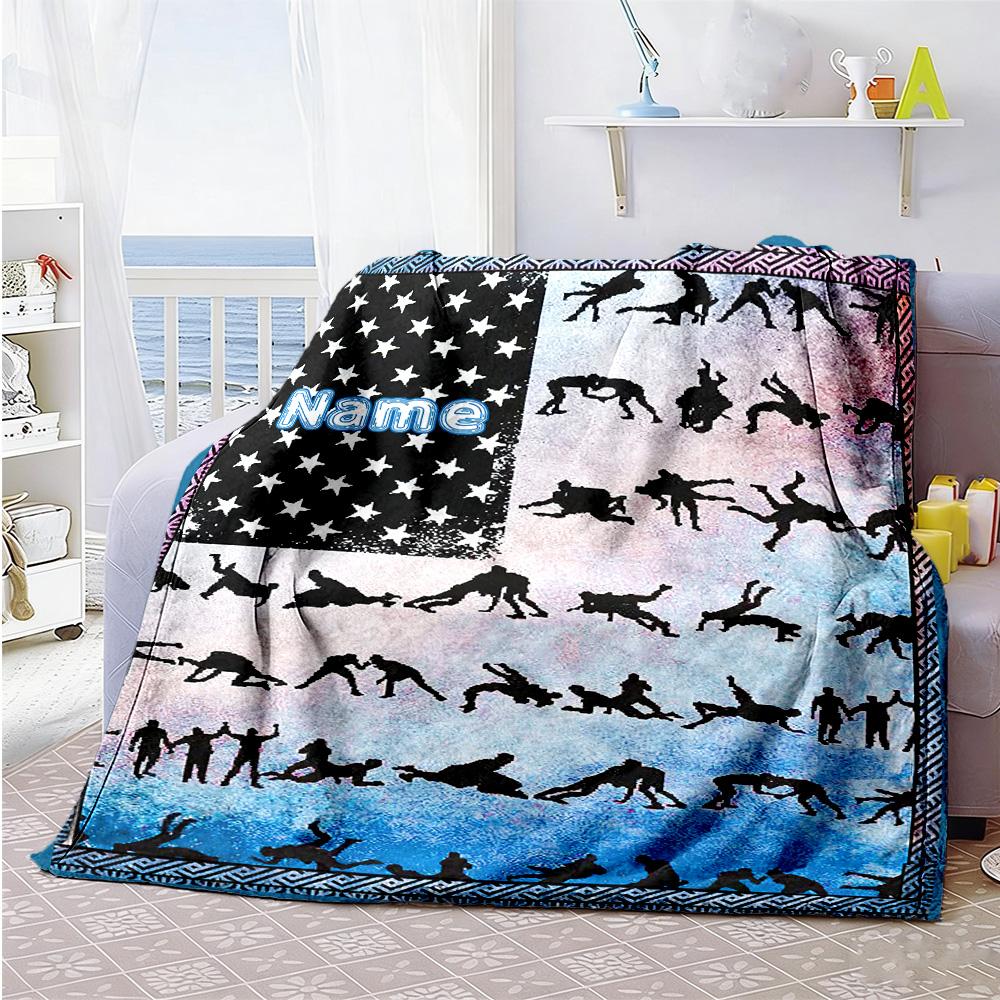 Judo Customize Text Blanket Cozy Customizable Blanket Soft & Cozy Suitable for Sofa Chair Livingroom Seaside Four Seasons Universal