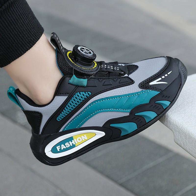 Youth style shoes Kids Breathable Mesh Running Shoes With Rotating Buckle Boys Girls Lightweight Outdoor Indoor Sport Sneakers