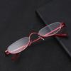 Retro Oval Reading Glasses Vintage Half Moon Semi Presbyopia Eyeglasses Ultralight Metal Full Frame Hyperopia Eyewear +1.0 +4.0