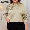 Women's Plus Size Solid Color Shirt Autumn Tops Loose Long Sleeve Shirt