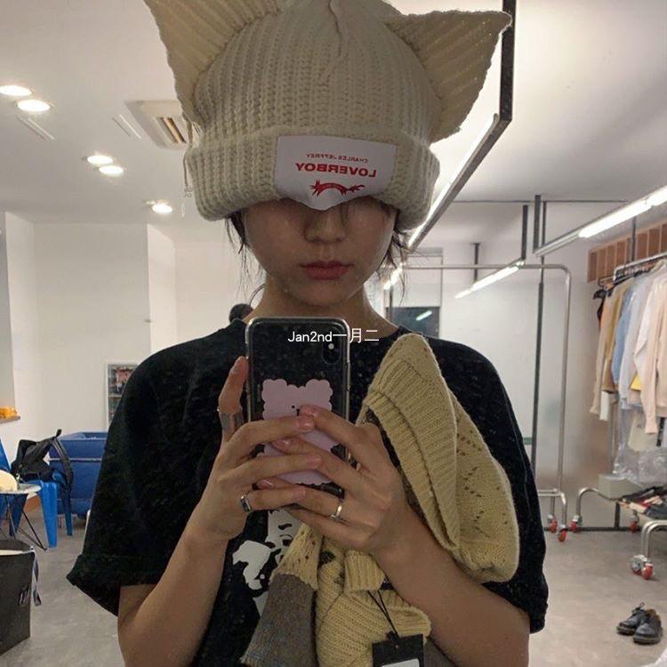 Женская вязаная шапка Loverboy из шерсти - Милые кошачьи и свиные ушки, Универсальный осенне-зимний аксессуар для пар.