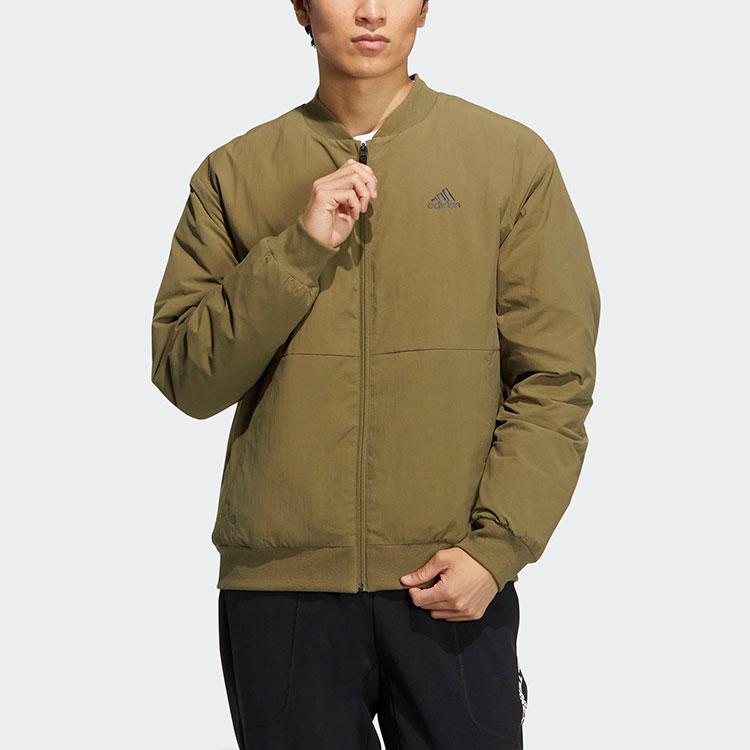 Adidas Однотонная бейсбольная куртка с застежкой-молнией, мужские куртки, зеленые HN2142