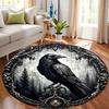 Circular Raven Mystical ForestPattern Round Shape Floor Mats Kitchen Hallway Runner Rug Bedroom Living Room Soft Carpet Non-slip Area Rug