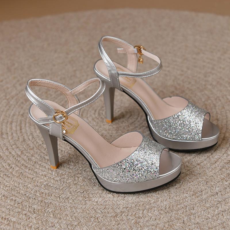 Sexy Women High Heels Sandals Fad Bling Brand Pumps Spring Summer New Stilettos Shoes Dress Party Women Slingback Slippers