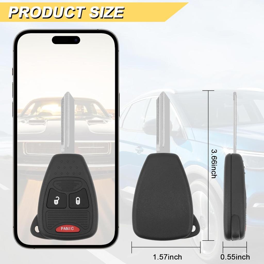 Ключ-брелок подходит для 04-09 Dodge Durango/ 05-11 Dakota/ 06-09 Ram/ 08-14 Avenger/ 07-12 Caliber Nitro/ 06-17 Wrangler/ 07-16 Compass Patriot/ 2006-2010