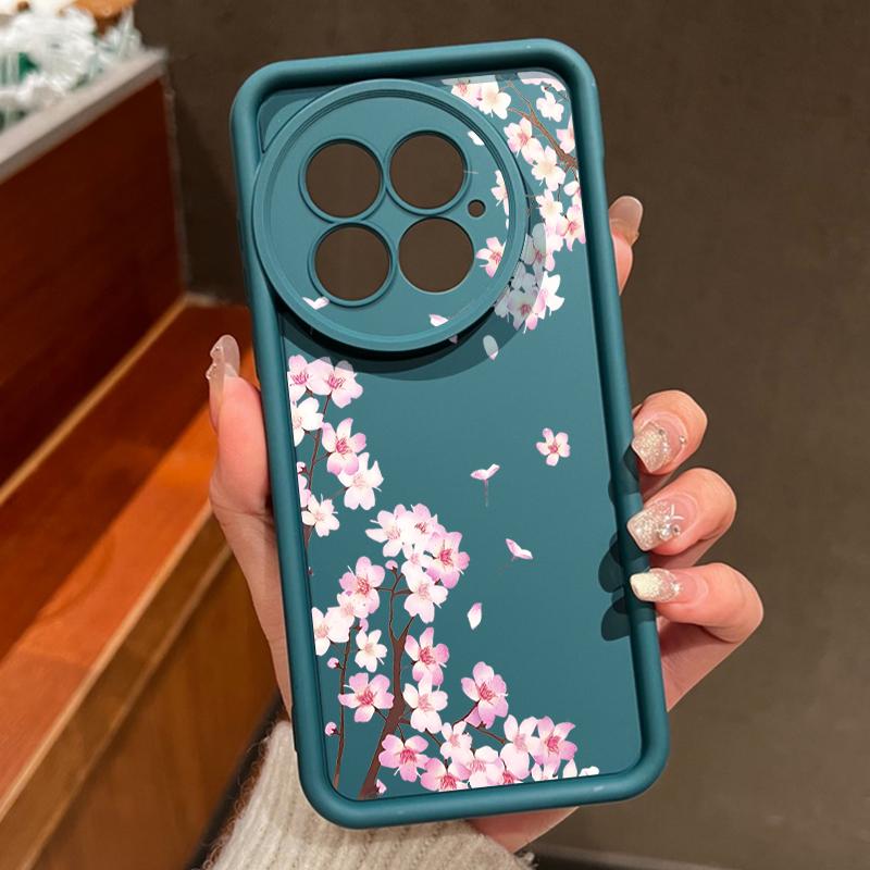 Pink Peach Blossoms Floral Pattern Case For Oneplus 15 Nord 5 13R 12R 11R 5G Shockproof Bumper Soft Silicone Cover For OnePlus 13 13T 12