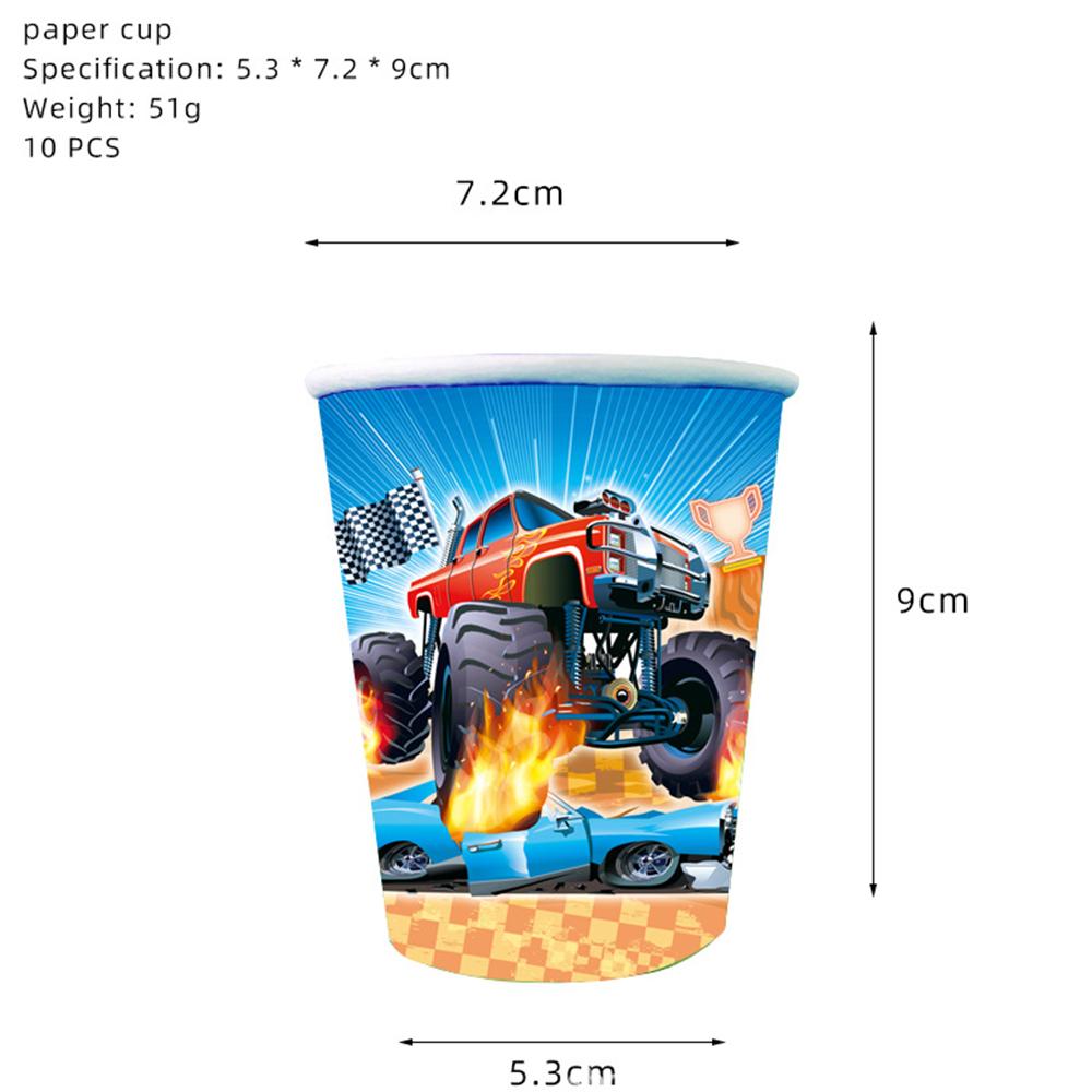 New Monster Truck Theme Tableware Kit Including Plates Cups Napkins Tablecloth