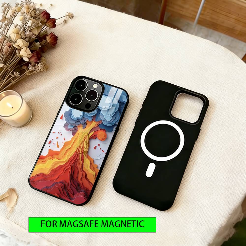 Volcano of Emotions Phone Case For iPhone17,16,15,14,13,12,11 Plus,Pro Magnetic with Magsafe Wireless Charging