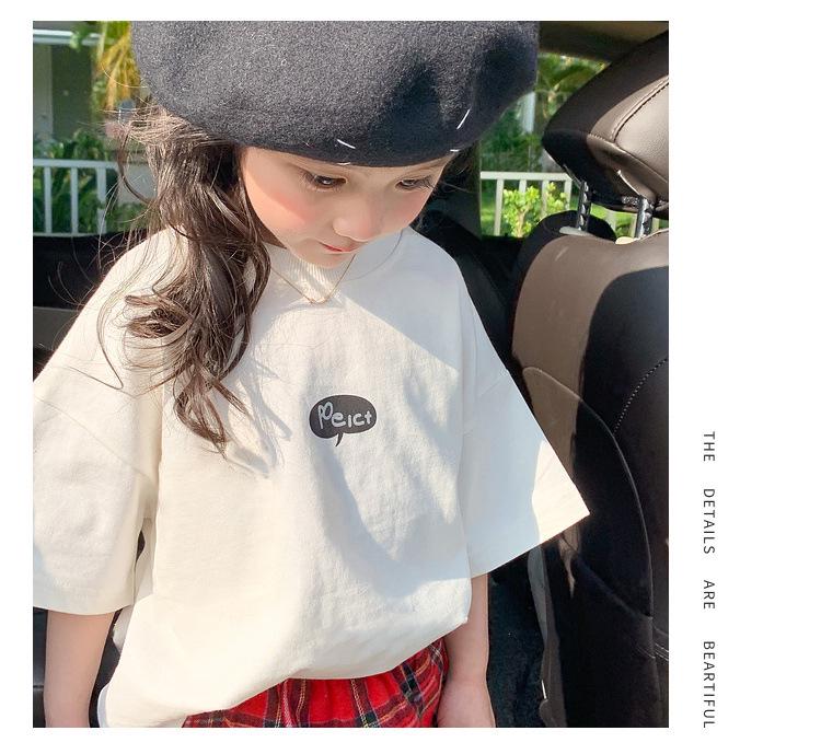 Девочки, хлопковая футболка с коротким рукавом: Модный летний топ с принтом