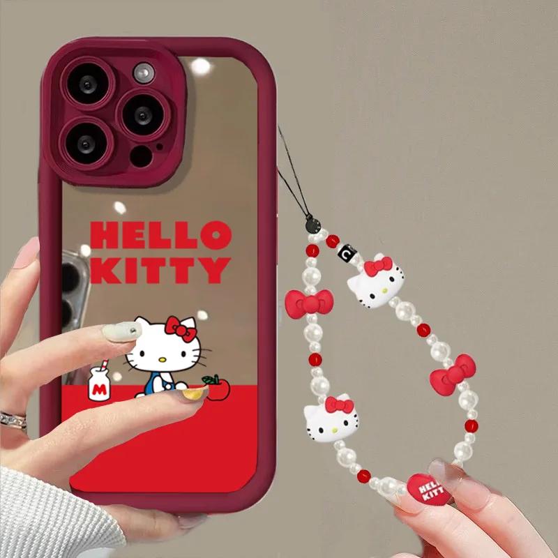 Зеркало для макияжа Браслет Hello Kitty Чехол для Samsung Galaxy S26 Ultra S25 FE 5G S24 S23 S22 Ultra Plus A56 A54 A53 A17 5G