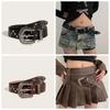 Retro Y2K Wide Belt Punk PU Leather Waistbands Fashion Star Rivet Waist Belt  Summer