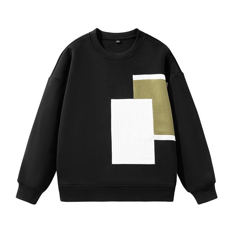 Осенняя новая тяжелая майка с круглым вырезом для мужчин, осенне-зимняя модная брендовая мужская свободная повседневная одежда с длинными рукавами, трендовая