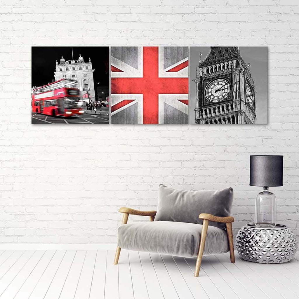 Feeby Set of three pictures canvas print, Memories of london