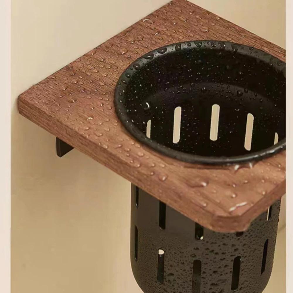 Walnut Metal Toilet Brush Holder Wall Mounted no dead Toilet Brush Storage Rack Bathroom Shelf Toilets Set of Accessories