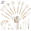 29 Pcs Non-stick Silicone Cooking Kitchen Utensils Spatula Set with Holder, Woodle Handle Heat Resistant Silicone Kitchen Gadgets Utensil Set