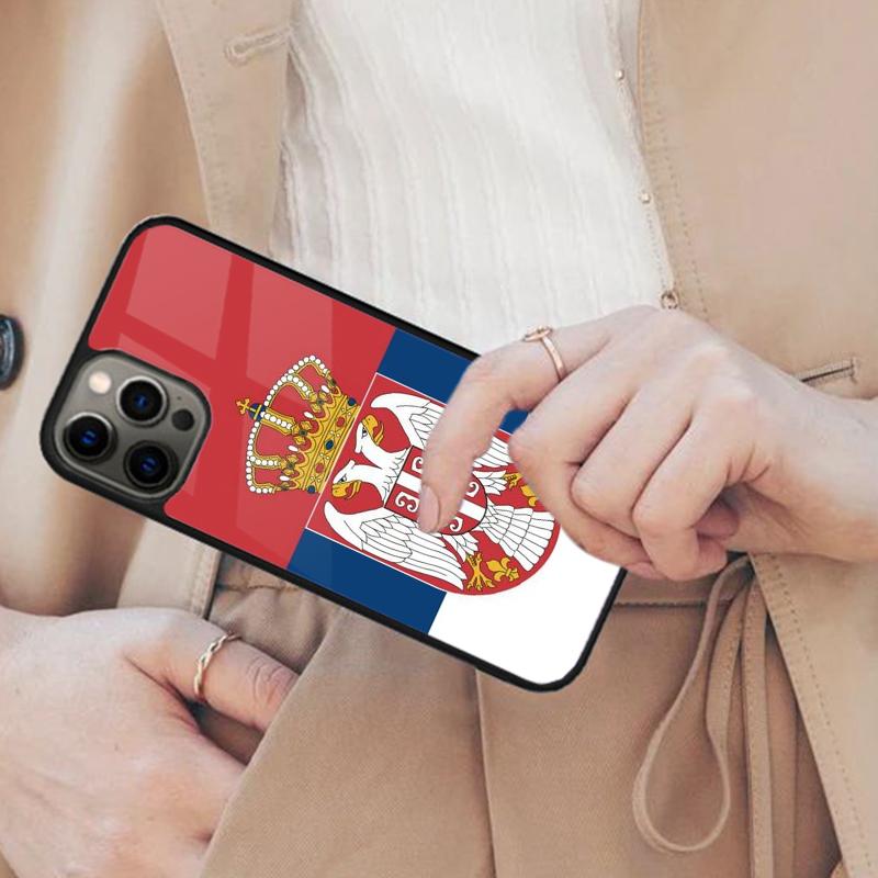 Флаг Сербии Сербский Магнитный Чехол для Телефона ДЛЯ APPLE iPhone 17 Air 16 14 13 12 Pro Max 15 Plus Зарядка с Чехлом MagSafe